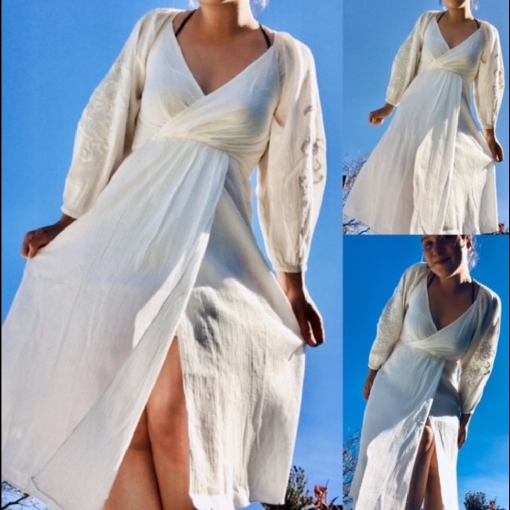 NWT Joie Lidayne Embroidered Cotton Midi Dress Retail $378
